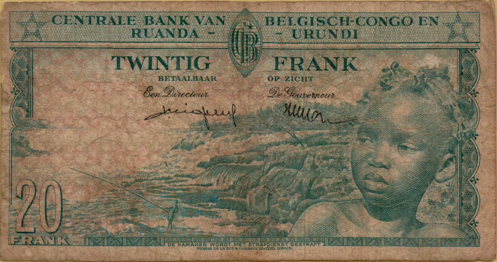 Belgian Congo 20 1959 VF- P-31